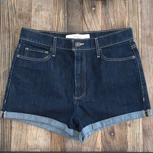 Abercrombie & Fitch Dark Blue Denim Cuffed Women's Shorts